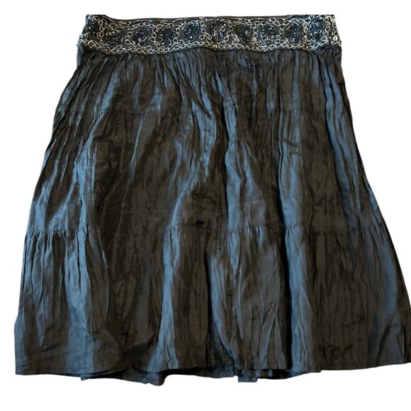 BCBG Maxazria Skirt Size S Peasant 100% Silk Hippie Boho Beaded Sequin Artsy - Picture 1 of 7